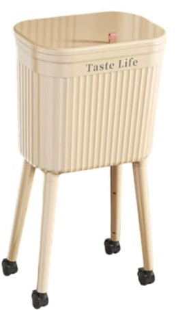 Ioensy Basurero de Cocina con Ruedas, Minimalista Y Multiusos para El Hogar, La Oficina, La Entrada Y, Beige, Individual