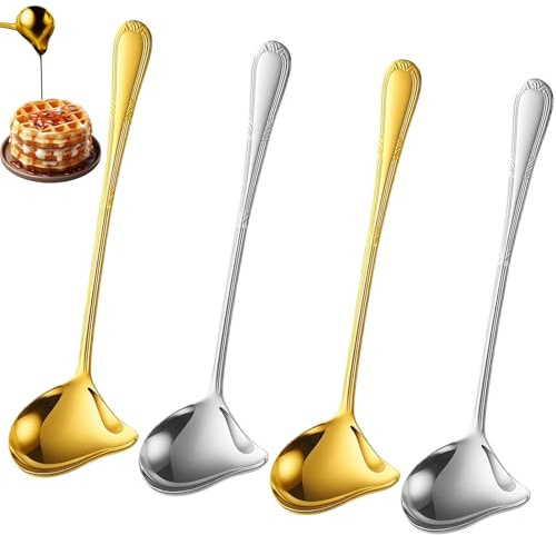 4er Set Soßenlöffel Edelstahl, Sauciere Löffel rostfrei, Präzise Soßenkelle für Küche und Tisch, Ideal für Familienfeiern und Profiküchen, 4 Esslöffel aus Edelstahl