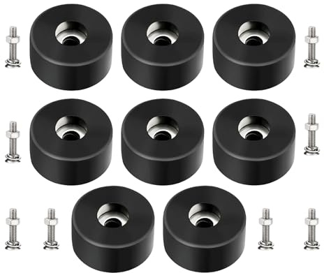 8 Pack 192310GS Anti Vibration Rubber Feet with Stainless Steel Nuts & Washers – Universal Air Compressor Isolation Pads for Generators, Pressure Washers, Speaker Cabinets, Washing Machine, Furniture
