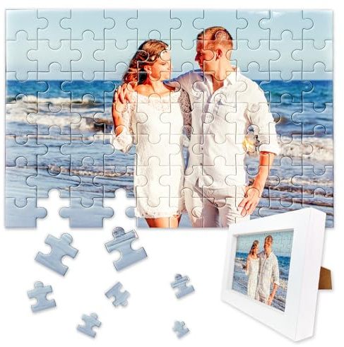 Rompecabezas personalizado para adultos de 35 piezas (4 x 6 pulgadas), rompecabezas personalizado con marco blanco, rompecabezas personalizado de madera para fotos, ideas de regalos para familia