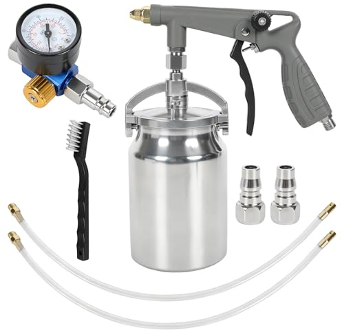 WXYDY Set med pistoler för undergolv med aluminiumkopp, rak och 360° sprayslang och manometer, sprutpistol för undergolv för fordon, gummerat undergolvsskydd, rostskydd för bilar