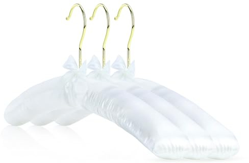 Hangerworld 10 Gepolsterte 43cm Satin Kleiderbügel Weiß Mit goldenem Haken Oberteile