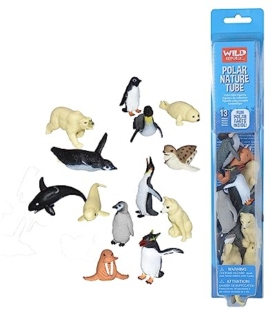 Wild Republic Nature Tube Polar, Animal Figurine Tube, Trece Especies de Polar Animales, Figuras Coleccionables, Regalo para Niños, Animales de Plástico, Juego Interactivo