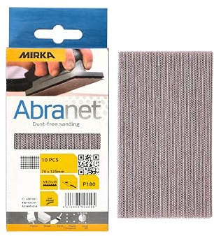 Mirka Schleifstreifen Abranet 70x125 mm Klett Korn P180 10 Stück | Ideal für Holz Spachtel Lack Kunststoff Schleifen mit langlebigem Klettsystem und feinem Korn P180 für glatte Oberflächen