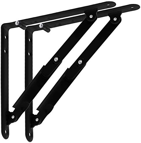 SOTECH 1 Paar Klappkonsole 205 x 200 x 25 mm Stahl schwarz | Regalbodenträger klappbar Design trifft auf Funktion
