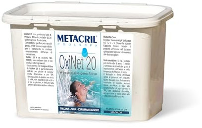 Metacril OxiNet 20, Ossigeno Attivo, in Pastiglie da 20 gr, Ideale per Piscina o Idromassaggio - 1,2 KG