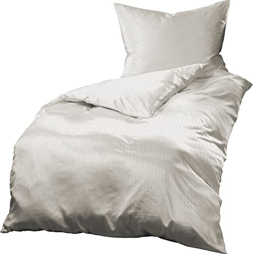 Gerald Wittmann Set Copripiumino Seersucker in Microfibra, Biancheria da Letto Singolo, Unicolore/Monocolore, Bianco, 140x200 cm + 70x90 cm
