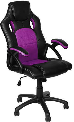 Panorama24 Gamer Stuhl Gaming Schreibtischstuhl Chefsessel Bürostuhl Ergonomisch, Lila, 9 Farbvarianten, gepolsterte Armlehnen, Wippmechanik, belastbar bis 150 kg, Lift TÜV geprüft