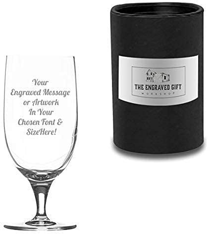 Personalised Crystal Stemmed Beer Glass 390ml with Gift Box - for Him or Her - Lager Lover, Birthday, Retirement, Anniversary, Best Man or Groomsman Present