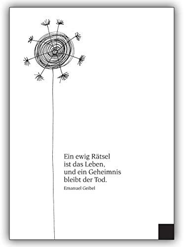 Kartenkaufrausch 16 Stück: Edle grafische Trauerkarte: Ein ewig Rätsel. • herzliche Premium Anteilnahme Karte um zu kondolieren