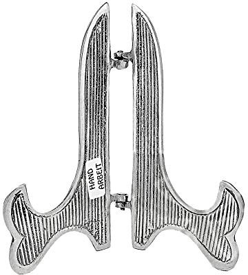 NKlaus Porte-Assiettes 18cm de Haut Pliant en Laiton nickelé Support d'assiettes argenté Support d'assiettes Fait Main icône Livre 2800