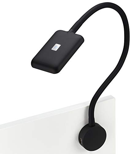 Junker Lighting LED Leseleuchte FIORE Möbelleuchte mit flexiblem | ohne Leuchtenarm 2x USB Anschlüssen und Touchsensor 12 V Caravanleuchte Bettleuchte 33 Watt Trafo