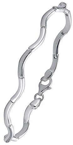 Vinani Armband Welle geschwungen mattiert glänzend 925 Sterling Silber Gliederarmband 2BMP