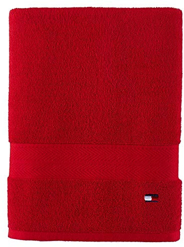 Tommy Hilfiger Modernes amerikanisches Badetuch, 76,2 x 137,2 cm, 100% Baumwolle, 574 g/m² (chinesisches Rot)