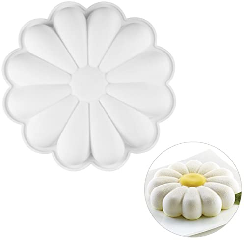 Joyeee Sunflower Baking Pan, Round Flower Molds Silicone Baking Mold Cake Tray, Flower Cake Pan Baking Supplies Tools, Children's Day Dessert for Bakers, Mom, Daughter and Friends, Diameter 7.3 Inch