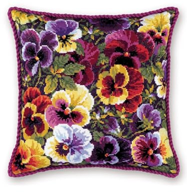 RIOLIS Counted Cross Stitch Kit 15.75X15.75-Royal Pansies (10 Count)