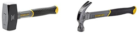 Stanley STHT0-54128 massette - manche en Fibre de Verre - Liaison epoxy de la Tête 1,5 kg Gris & Stht0-51309 Arrache-Clous - manche en Fibre de Verre - Poignée Grip - manche Bi matière- 450 G