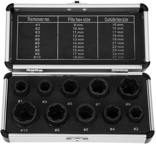 Impact Bolt and Nut Extractor Set,10Pcs/Set Remover Nut Extractor Socket Tool for Removing Damaged, Dead, Rusted, Rounded-Off Bolts, Nuts & Screws