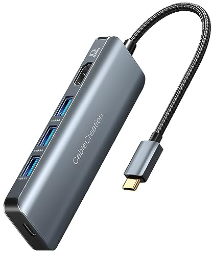 USB C Hub 8K 30Hz，CableCreation 5-in-1 USB C MacBook Adapter Dock，100W PD，4K HDMI，3 USB3.0，für MacBook Pro/Air，iPad Pro/Mini 6，Surface Pro，Galaxy Tab S8/S7，Galaxy S22/S21 und mehr Typ C Geräten