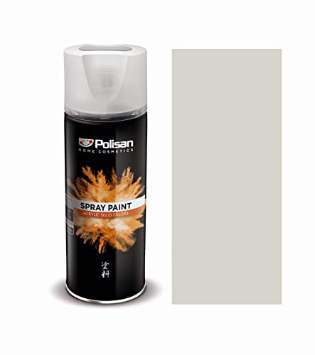 Polisan Spray Paint | Grey White | Perfect for Radiator, Plastic, Fabric, Metal, Wood, Bike, Marking | 400ml | RAL 9002 | Single Pack