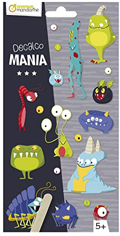 Avenue Mandarine CC062C - Packung Decalco' Mania, Rubbelbilder ideal ab 5 Jahren, Monster, 1 Pack