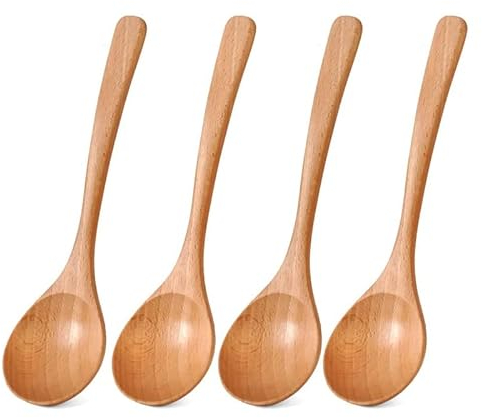 Générique 4 pièces cuillère en Bois cuillère à Soupe en Bois cuillères de Service de Cuisine Grande nouille Ramen cuillère à Riz louche à Soupe Vaisselle en Bois