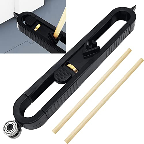 CTRICALVER Scribe Tool, Precise Contour Gauge Profile Tool, with Lock for Pencil, Adjustable Lock Woodworking Measure Ruler, Multifunction Scribing Tool (Black)