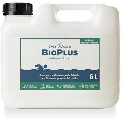 swimcare BioPlus 5 L Milchsäurebakterien für den Schwimmteich, biologisch | 100% biologische Milchsäurebakterien reduzieren Keime & Algenwuchs – natürliche Wasserpflege im Schwimmteich