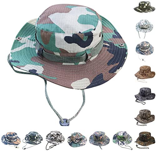 Beokeuioe Gartenhut Sonnenhut Herren Damen UV Schutz Sommerhut Faltbar Safari Sonnenschutz Hut Breite Krempe Outdoor Wanderhut Anglerhut Camouflage Fischerhüte