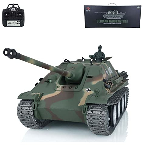 1/16 RC-Panzer HL Jagdpanther 3869, 7.0 Modell mit Metallketten Laufrollen | Infrarotkampf, ausfahrbares Kanonenrohr, integrierte LED-Beleuchtung und realistische Soundeffekte