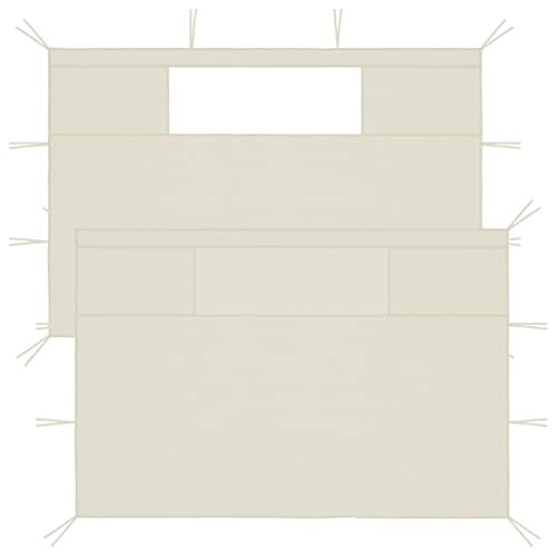 Homgoday Pavillon-Seitenwände mit Fenstern 2 Stk. Creme Rasen, Garten Model3070417