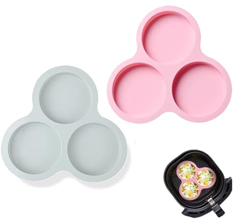2 Pcs Silicone Egg Pan, Air Fryer Egg Mould, Silicone Muffin Trays & Cupcake Pan for Baking