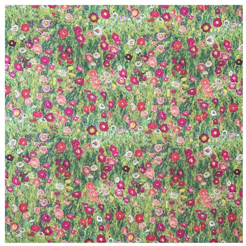 TheFabricTrade 100% Cotton Fabric Digital Printed Material Gustav Klimt Roses Abstract Design, Ideal for Arts & Crafts, Quilting - 1/2 Metre (50cm x 140cm)
