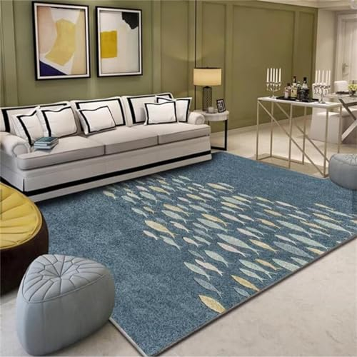 RUGMRZ Jugendzimmer Komplett Set Garten Teppich Blauer Teppich Esszimmerteppich rechteckig Wohnzimmer großer Teppich nicht verblassend Fleckerlteppich 200X300CM