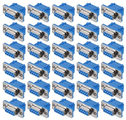 sourcing map Conector D-sub DB9 hembra de 9 pines hembra de puerto serie para equipos mecánicos CNC, paquete de 30