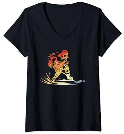 Damen Eishockeyspieler Vintage Eissport Mannschaftssport T-Shirt mit V-Ausschnitt