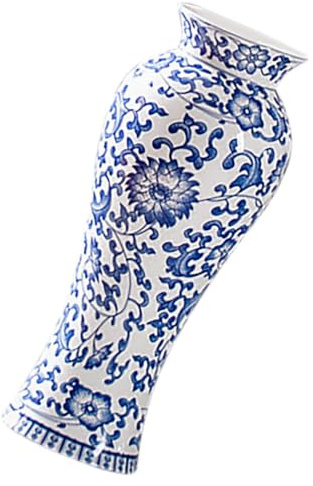 STOBAZA Vase en porcelaine bleu et blanc - Vase en céramique vintage pour décoration de bureau et centre de table à la maison - 8,26 pouces