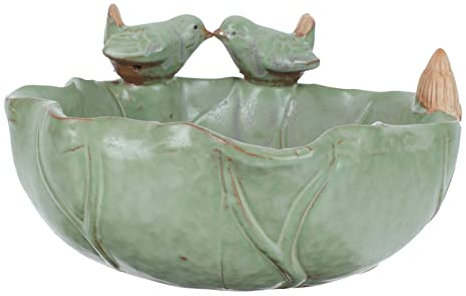 CIYODO Pot De Culture Céramique pour Plantes Vertes Et Plantes Pot De Fleurs Hydroponique Oiseau avec Plateau Vert Foncé