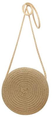 AdiStylinno Rattan Umhängetasche, Sommer Stroh Handtasche Damen Sommer Strandtasche Böhmische Strohtaschen Mode Crossbody Bag für Shopping Arbeit Date (Khaki)