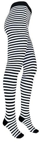 VEGATEKSA Damen Gestreifte Strumpfhose -aus Gekämmter Baumwolle–Oeko-Tex Standard 100 Zertifiziert- Hautfreundlich-Vielen Farben