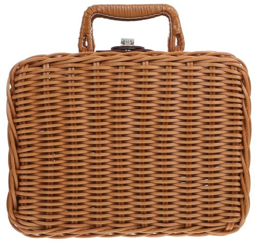 KITANDOVE Cesta De Picnic Tejida Caja Almacenaje Pp/pe Asa Resistente Decorativa