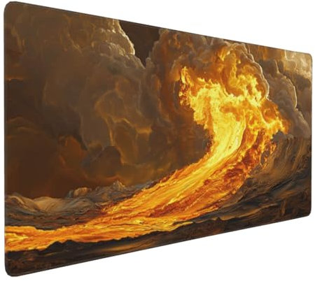 Gaming Mauspad XXL Gelb Mousepad 1000x500x4mm Marmormuster Verlängertes Mauspad Schreibtischauflage,Genähte Kanten Mauspad,Verbessert Präzision Geschwindigkeit Wasserdicht Geeignet für Büro und Spiele