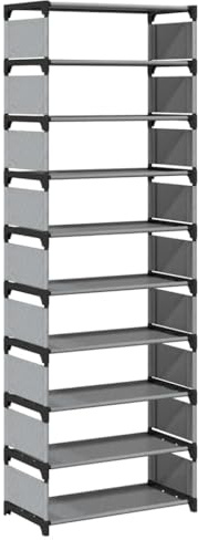 vidaXL Zapatero 10 Niveles Gris 54x28x158 cm Tejido no Tejido, Zapatero, Estante para Zapatos, Armario para Zapatos, Zapatero