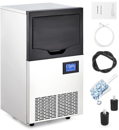 KLYDBMYT Macchina per Il Ghiaccio Commerciale ad Alta capacità con Funzione di Pulizia Automatica, Contenitore di stoccaggio da 22 libbre - per casa, Bar, Hotel, Ristorante (KN)