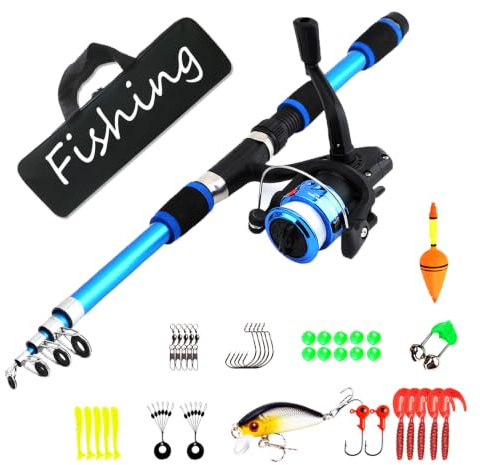 Kit de pêche télescopique de 1,8 m avec canne et moulinet en fibre de carbone pour enfants pour la pêche en eau salée et en eau douce