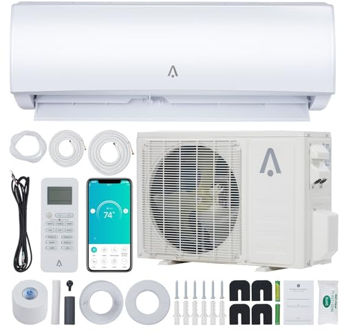 GarveeTech 9,000 Btus Mini Split Air Conditioning/Heating System, 19 Seer2 Inverter Mini Split Ac for Cooling Up to 450 Sq. Ft., Ductless Mini Split Heat Pump Wall Mount (19SEER2 9,000Btus,WIFI -115V)