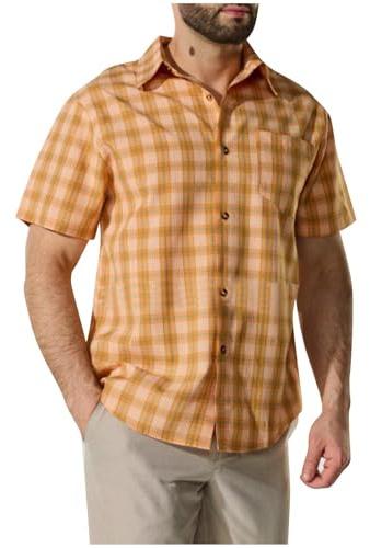 UHouse Chemise Homme Manches Courtes Chemisette à Carreaux Respirant Vêtements Col Mao Casual Vetement Fin Cut Habit Court Ete Décontracté Button Down Shirt