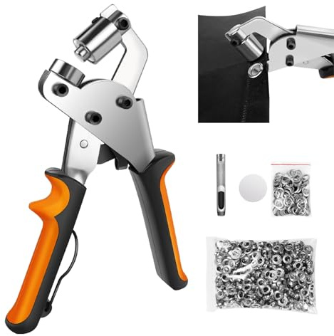 Ösenzangen-Set mit 500 Stück 10mm Ösen, Magnetische Oesenzange für Stoff, Bastelarbeiten, Ledergürtel, Zelte, Vorhänge, DIY, Hüte, PVC-Banner