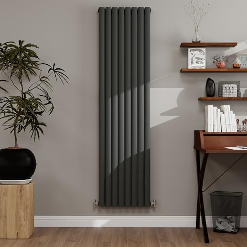 1800×472mm Anthracite Vertical Designer Radiator 5947 BTU - Double Panel Modern Central Heating System for Bathroom, Kitchen & Living Room, Energy Efficient Designer Heater