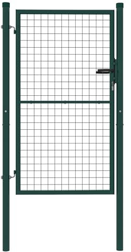 Outsunny Portillon de jardin en acier 97 x 200 cm portail de jardin avec serrure, clés et poignée, décoration en flèche, portillon de patio extérieur, vert